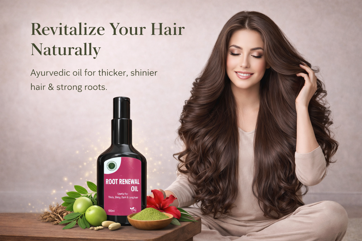 Root Renewal Oil - Traditional Ayurvedic Solution for Strong, Thick, Shiny & Naturally Dark Hair