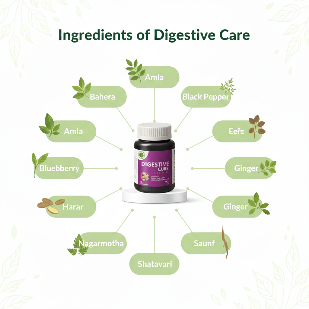 Digestive Cure Capsules – Ayurvedic Support for Healthy Digestion & Gut Comfort