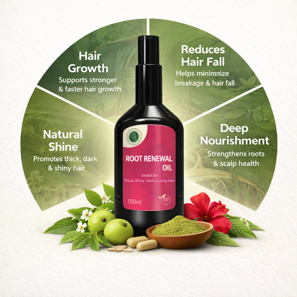 Root Renewal Oil - Traditional Ayurvedic Solution for Strong, Thick, Shiny & Naturally Dark Hair