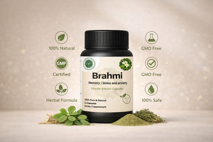 Brahmi Extract Capsules – Ayurvedic Support for Memory, Stress & Mental Wellness