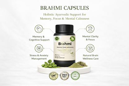 Brahmi Extract Capsules – Ayurvedic Support for Memory, Stress & Mental Wellness